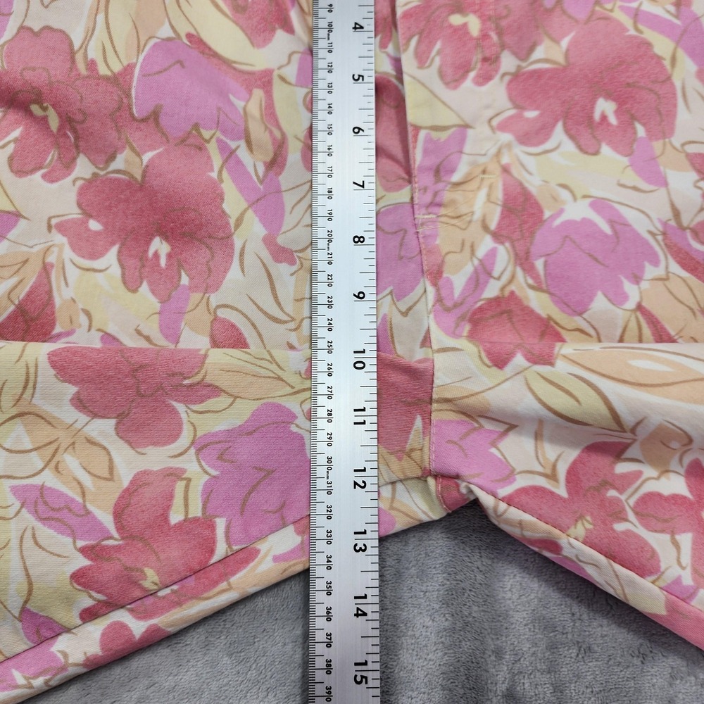 Vintage Gloria Vanderbilt Pants Womens 12 Pink Floral Twill Capri Crop Stretch - Picture 7 of 10
